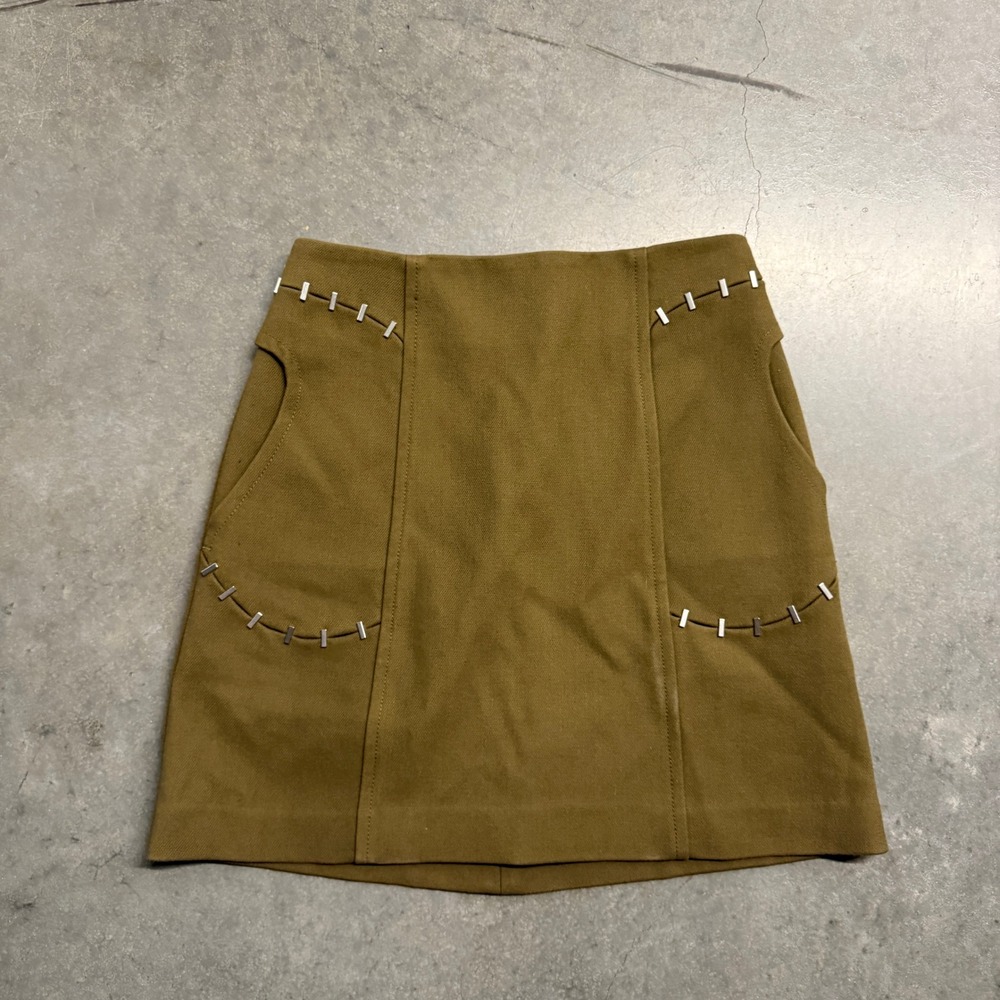 3.1 Phillip Lim Olive Green Staple Mini Skirt F161-3731WOC Size 2